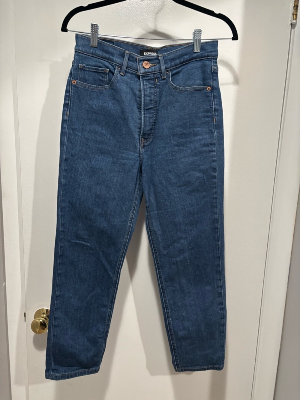 Express High-Rise Jeans in Dark Blue Denim Size 4